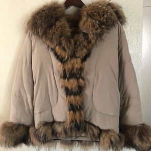 Moncler Down Coat with Fur Collar